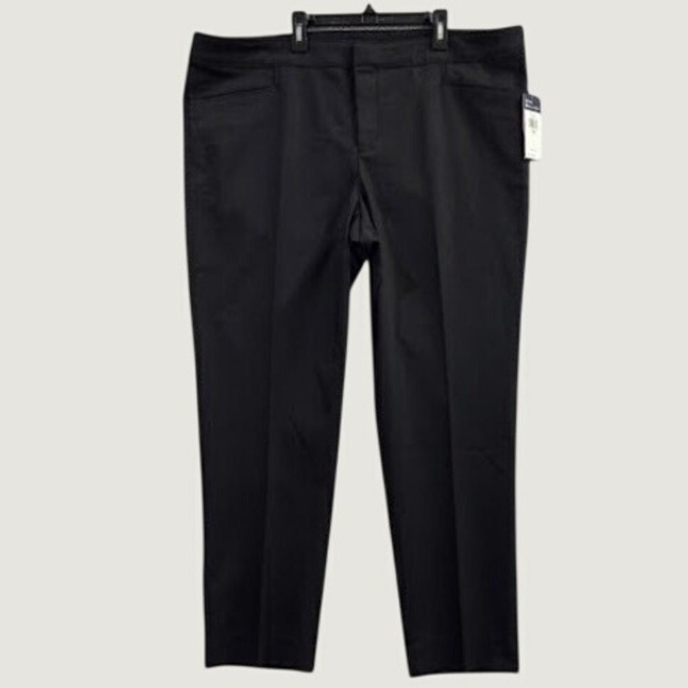 Chaps Pants Women's 18W Black Perfect Polish Mid Rise Slim Leg Chino Dress NWT